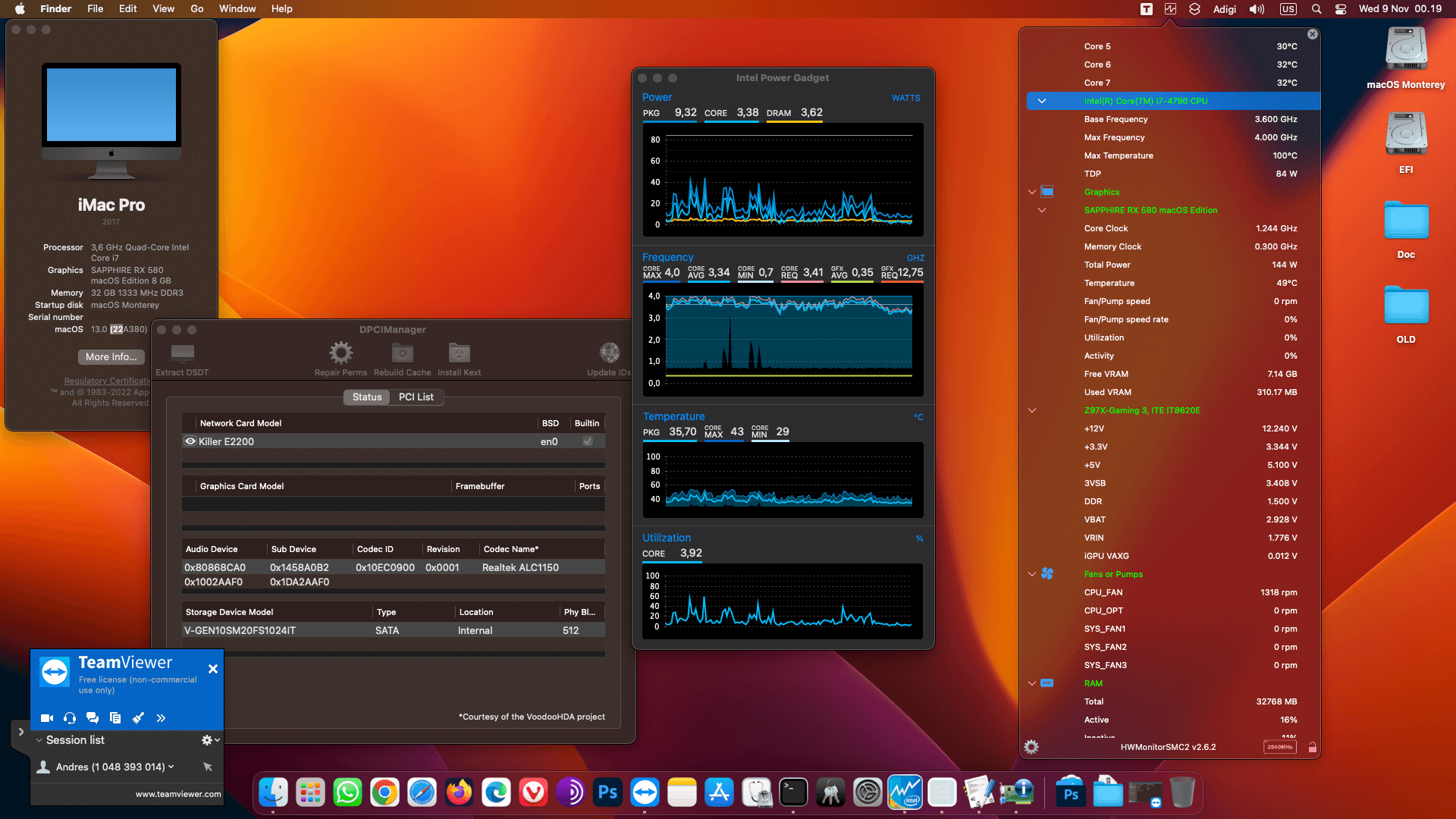 Success Hackintosh macOS Ventura Build 22A380 in Gigabyte GA-Z97X-Gaming 3 + Intel Core i7 4790 + Sapphire RX 580